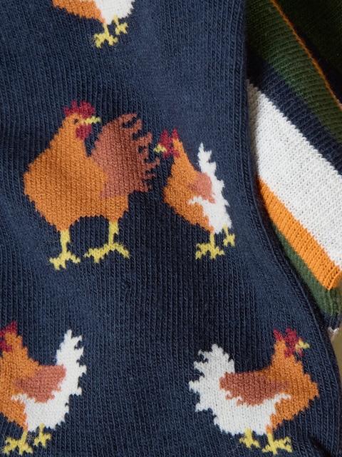 joules Neat Feet Orange/Navy 3 Pack Socks