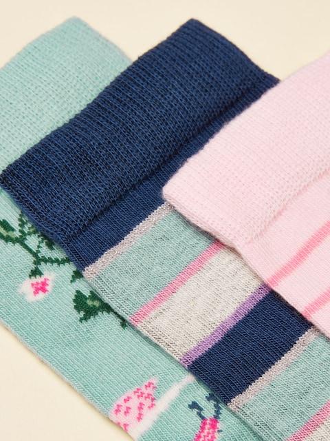 joules Neat Feet Pink/Green 3 Pack Socks