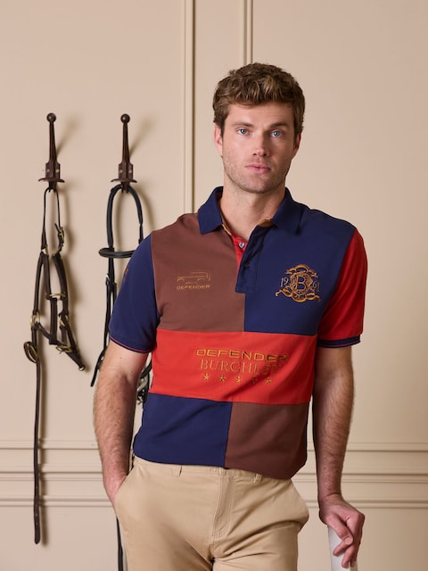 Joules Official Burghley Orange/Navy Polo Shirt