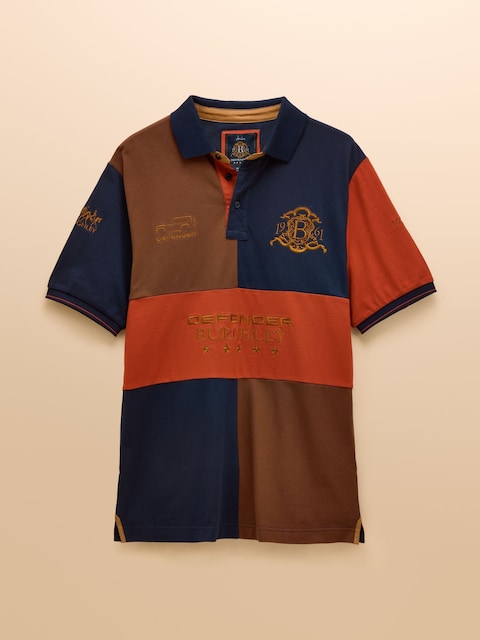 joules Official Burghley Orange/Navy Polo Shirt