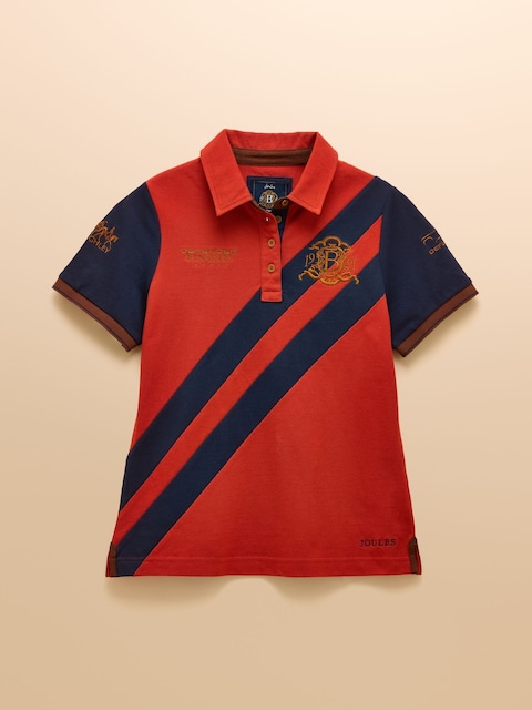 joules Official Burghley Orange Pique Polo Shirt