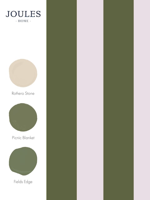 Joules Olive Green Harborough Stripe 10M Wallpaper