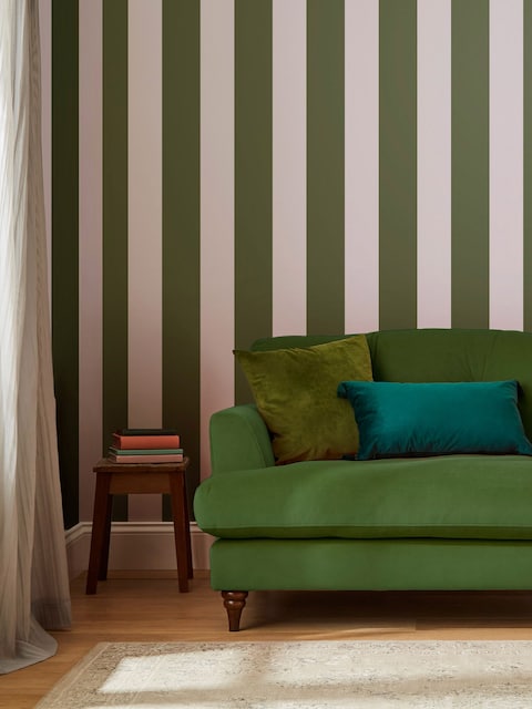 joules Olive Green Harborough Stripe 10M Wallpaper