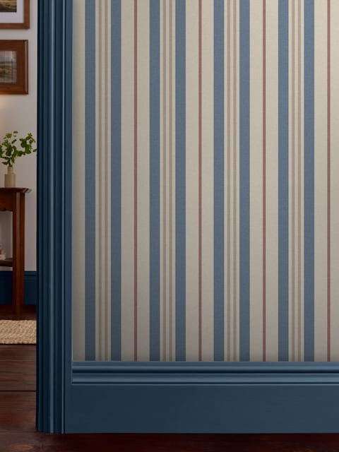 Joules Pink/Blue Grove Stripe 10M Wallpaper