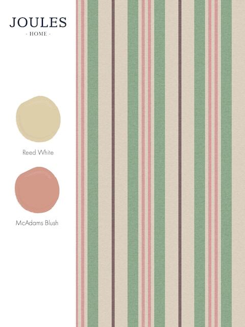 Joules Pink/Green Grove Stripe 10M Wallpaper