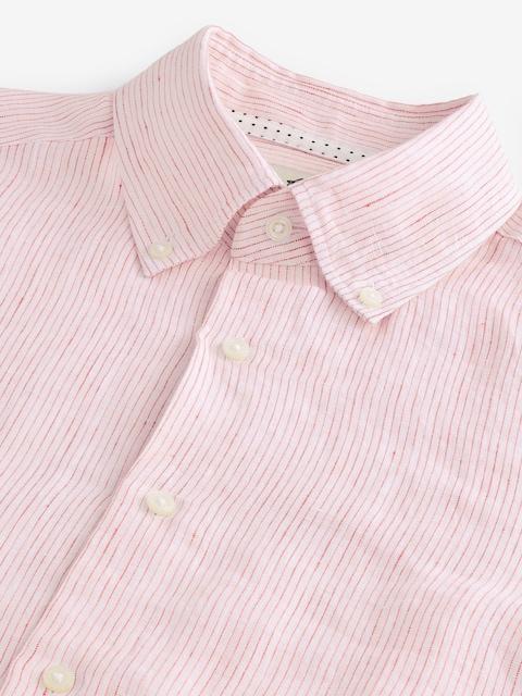 Joules Pink Stripe Long Sleeve 100% Linen Shirt