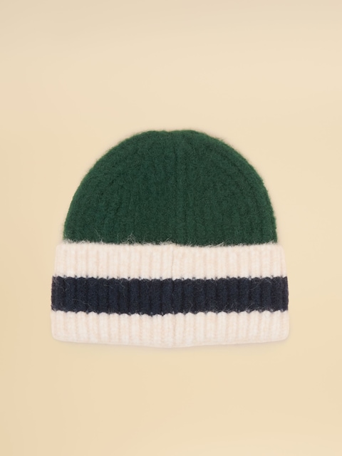 joules Popley Green Blue Stripe Beanie