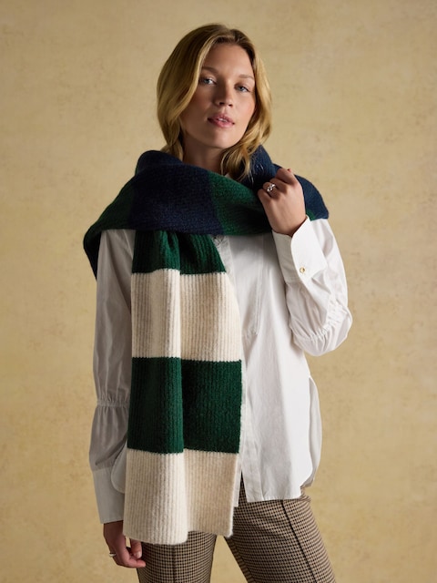 Joules Popley Green/Blue Stripe Scarf