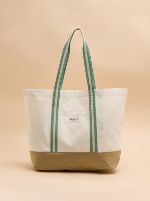 Joules Promenade Neutral Canvas Beach Bag