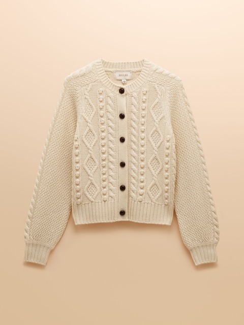 joules Rafferty Cream Cable Knit Cardigan