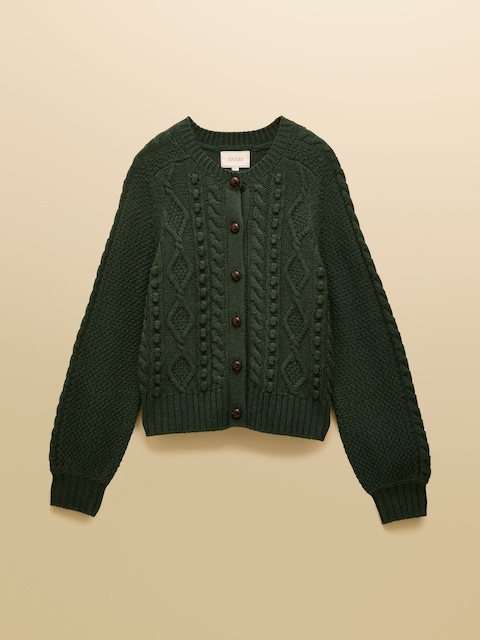 joules Rafferty Green Cable Knit Cardigan