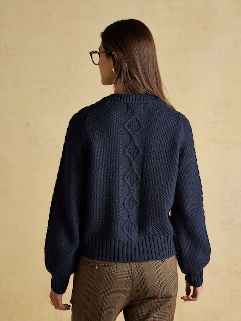 Joules Rafferty Navy Cable Knit Cardigan