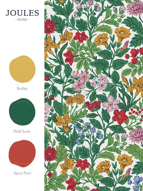 joules Rainbow Arts & Crafts Floral 10M Wallpaper