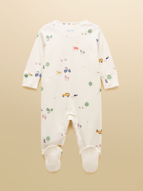 Joules Razamataz Cream Cotton Babygrow