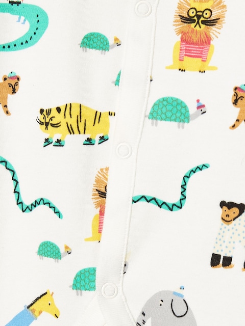 Joules Razamataz Cream Zoo Print Cotton Babygrow