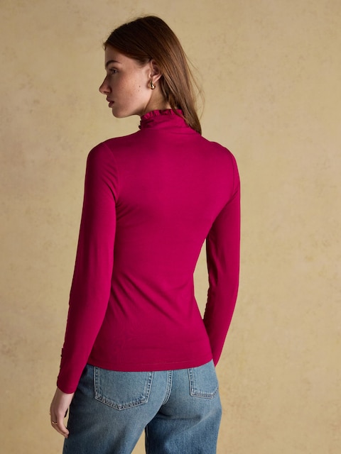 Joules Red Long Sleeve High Frill Neck Jersey Top