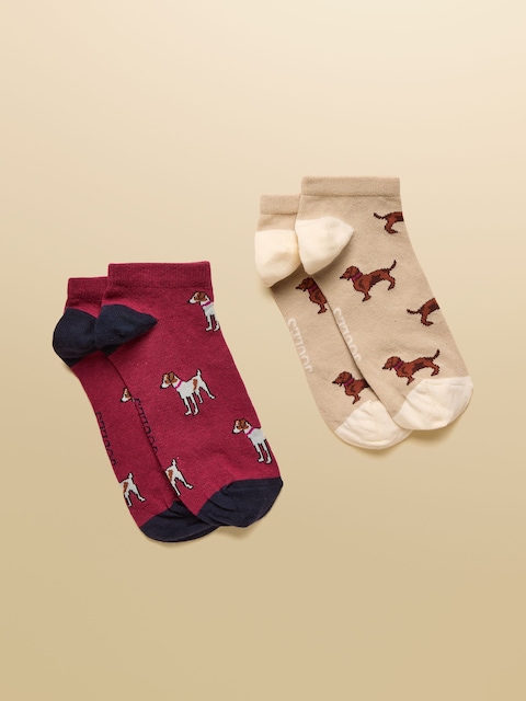 Joules Rilla Berry & Ecru Pack Of Two Trainer Socks