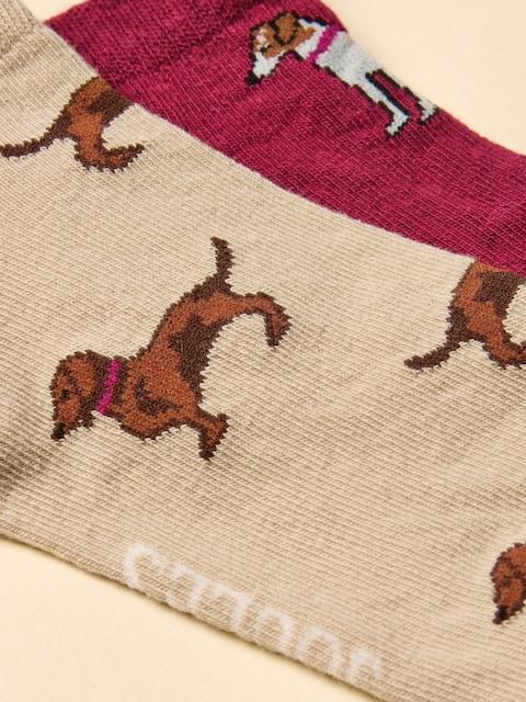 Joules Rilla Berry & Ecru Pack Of Two Trainer Socks