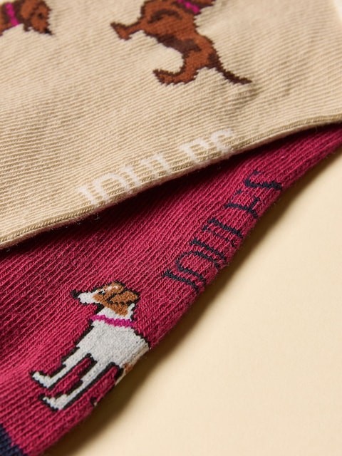 joules Rilla Berry & Ecru Pack Of Two Trainer Socks