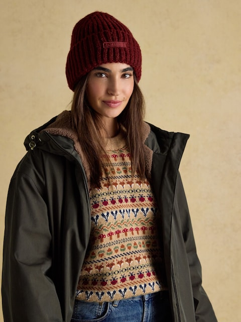 Joules Rosa Berry Red Beanie Hat