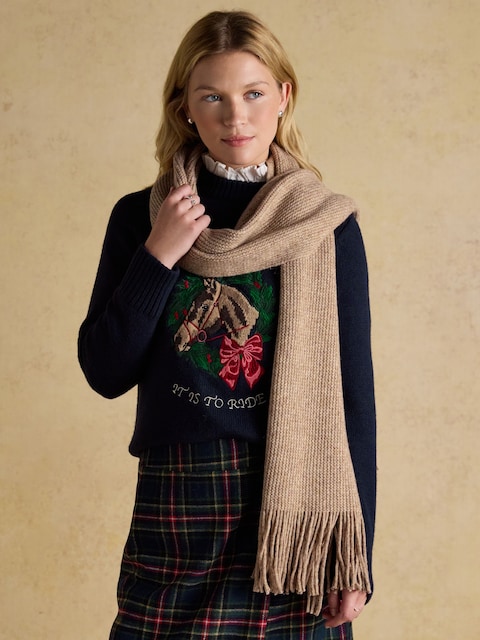 Joules Rosa Oatmeal Knitted Scarf