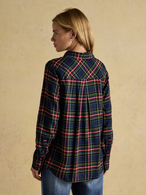 Joules Selene Navy Brushed Ruffle Shirt