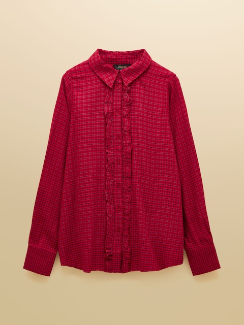 joules Selene Red Brushed Ruffle Shirt