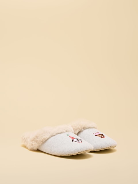 Joules Slippet Luxe Grey Artwork Slipper