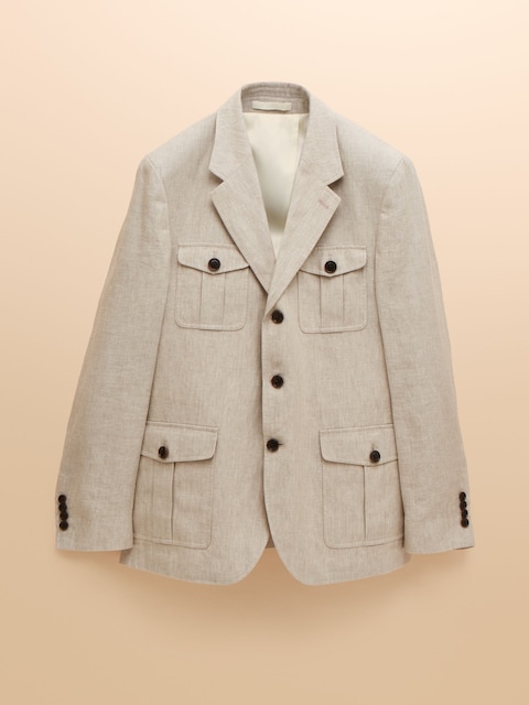 joules Stone Slim Fit 100% Linen Safari Suit Jacket