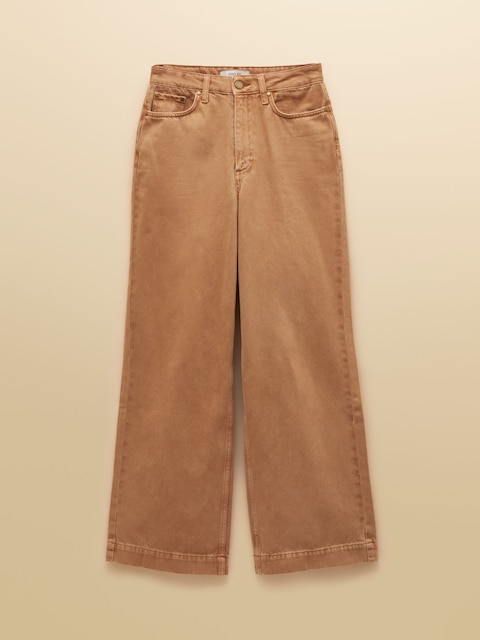 joules Tan Brown High Rise Wide Leg Jeans