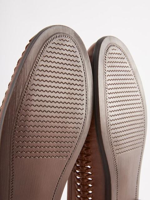 joules Tan Brown Leather Weave Loafers