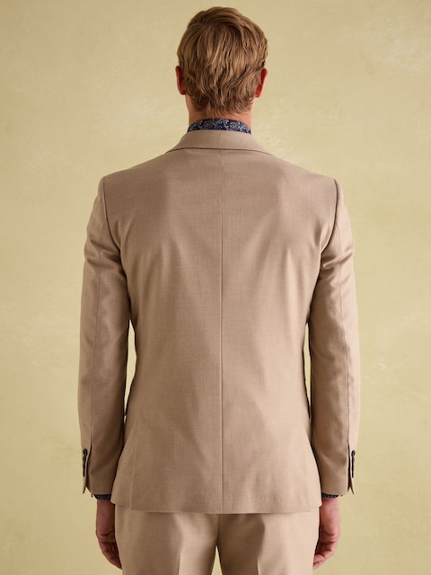 Joules Tan Brown Slim Fit Flannel Suit Jacket