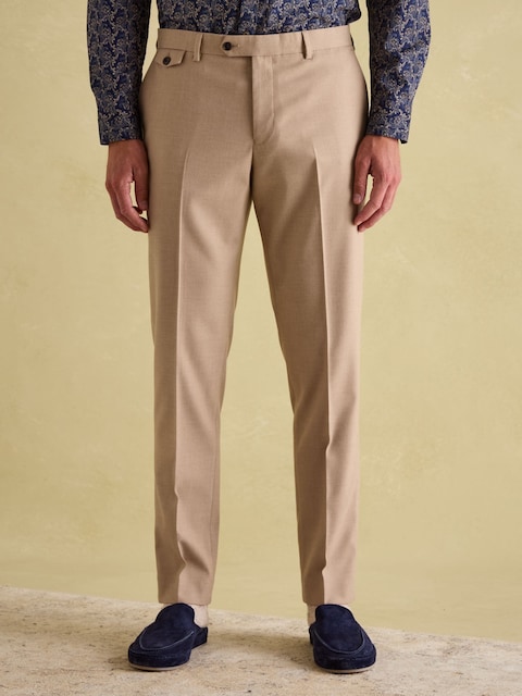 Joules Tan Brown Slim Fit Flannel Suit Trousers