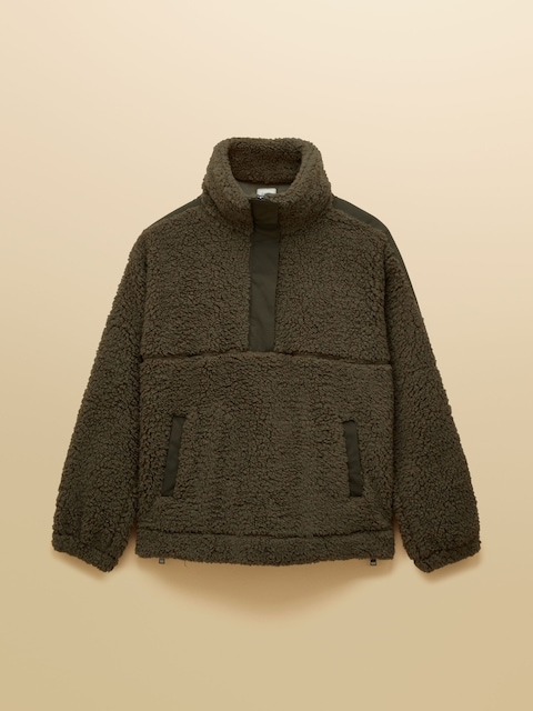 joules Tilly Khaki Green Quarter Zip Borg Fleece