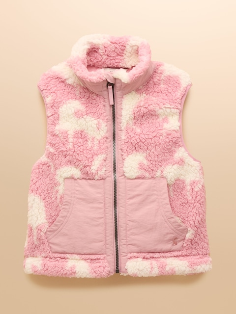Joules Tilly Pink Unicorn Fleece Gilet