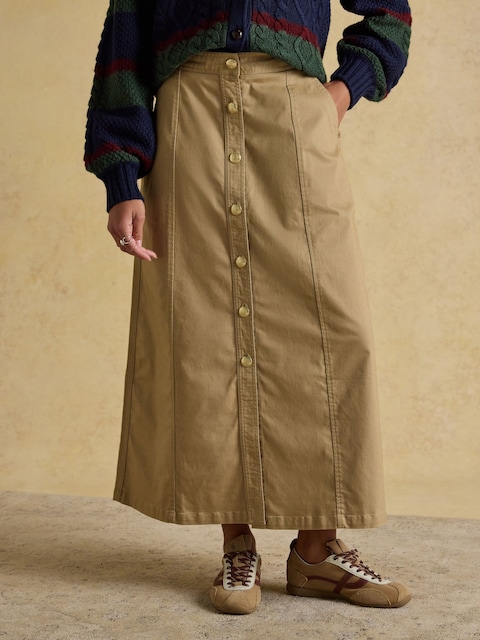 Joules Twyla Tan Brown Midi Chino Skirt