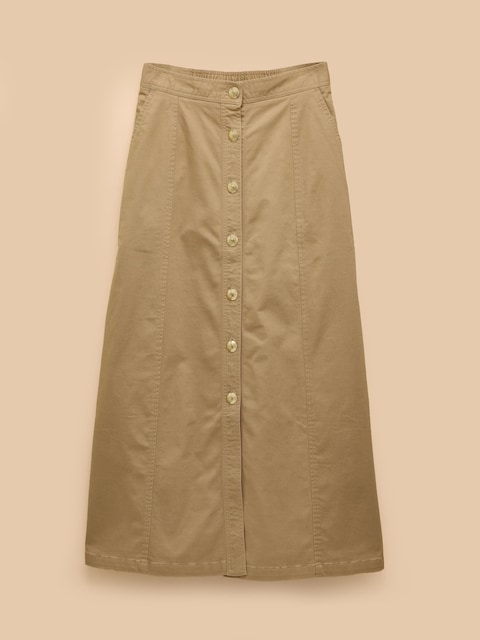 joules Twyla Tan Brown Midi Chino Skirt
