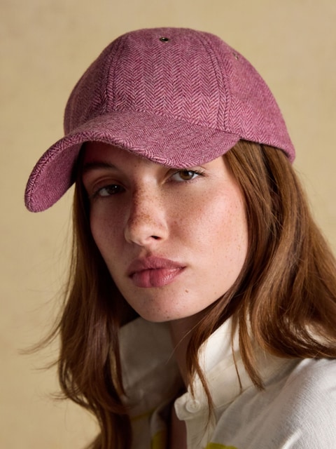 Joules Unisex Perry Plum Purple Tweed Baseball Cap