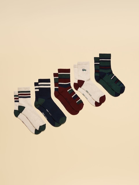 Joules Volley Navy Green 5 Pack Tennis Socks