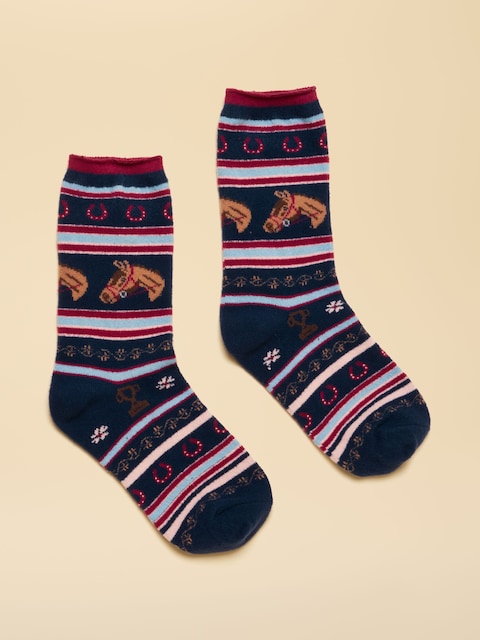 Joules Willow Cosy Navy Fairisle Socks