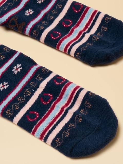 joules Willow Cosy Navy Fairisle Socks