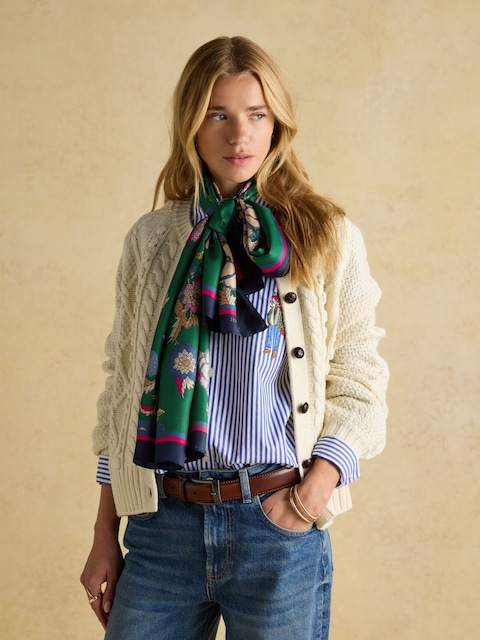 Joules Windsor Green Silk Scarf