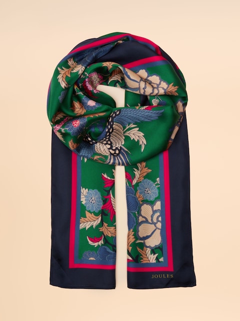 joules Windsor Green Silk Scarf