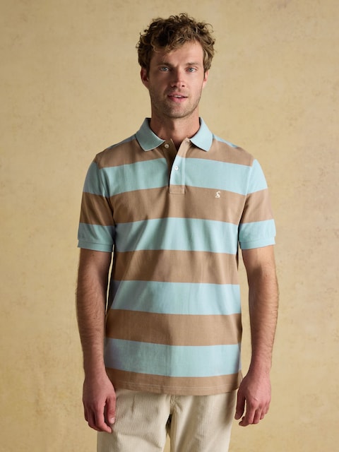 Joules Woody Blue/Brown Cotton Pique Polo Shirt