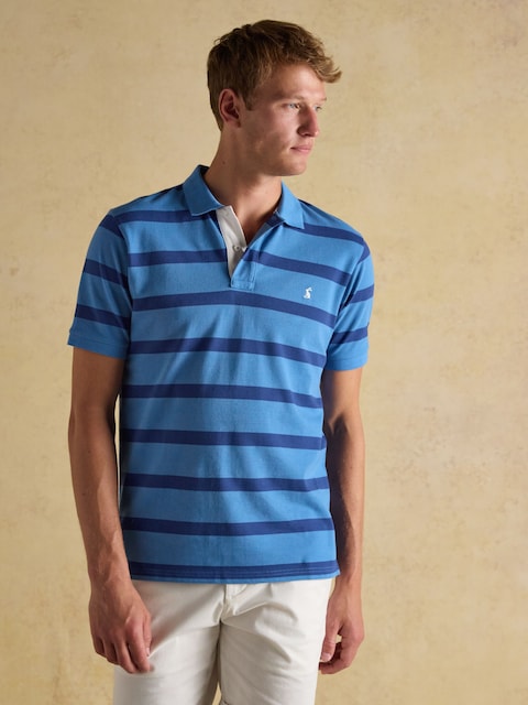 Joules Woody Blue Stripe Cotton Pique Polo Shirt