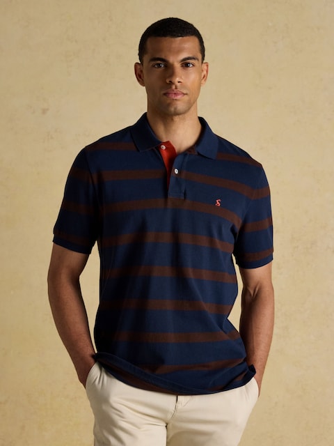 Joules Woody Brown/Navy Cotton Pique Polo Shirt