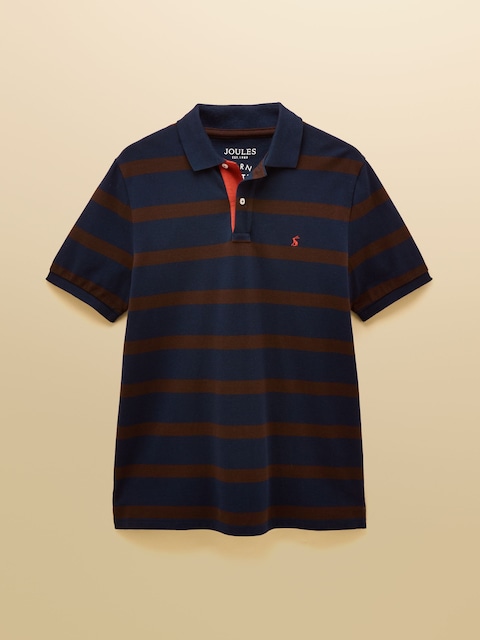joules Woody Brown/Navy Cotton Pique Polo Shirt