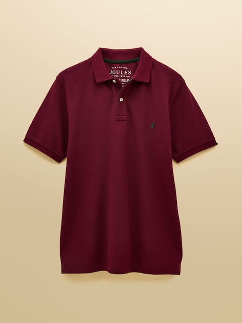 joules Woody Burgundy Red Cotton Pique Polo Shirt