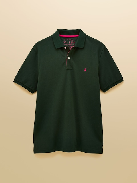 joules Woody Dark Green Cotton Pique Polo Shirt
