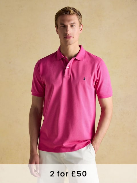 joules Woody Deep Pink Cotton Pique Polo Shirt